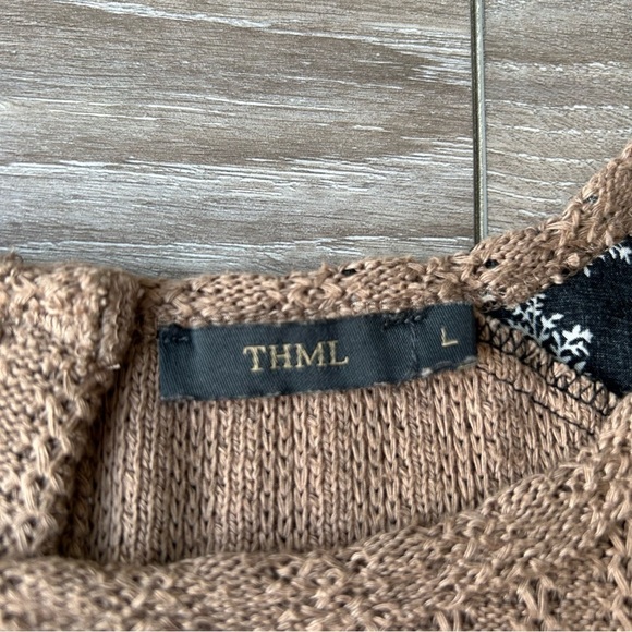 THML Mixed Media Breezy Babydoll Knit Floral Long Sleeve Mini  Dress - Picture 6 of 14